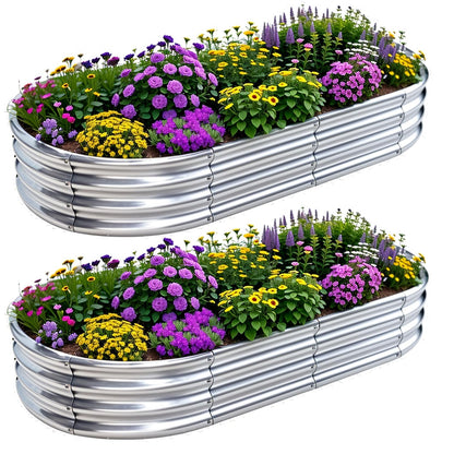 Jardinera Elevada de Metal Galvanizado– Pack de 2